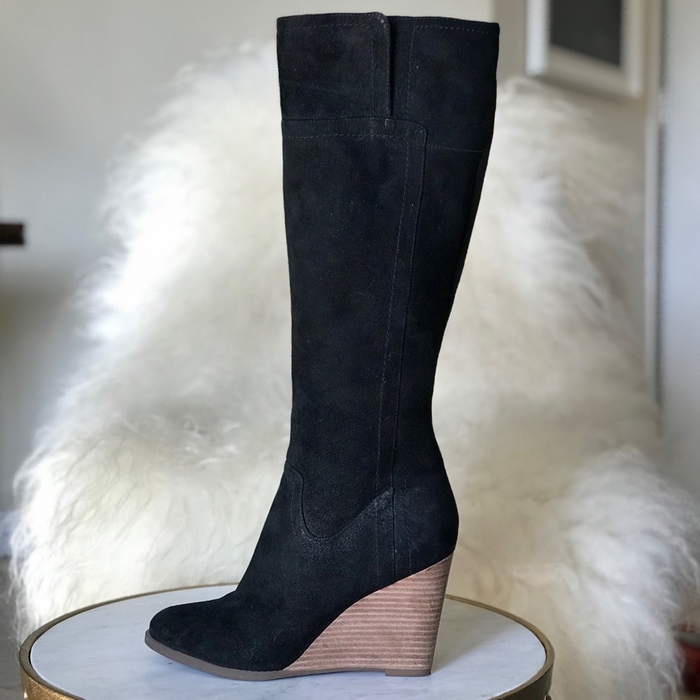 Franco Sarto Blk Suede Boots